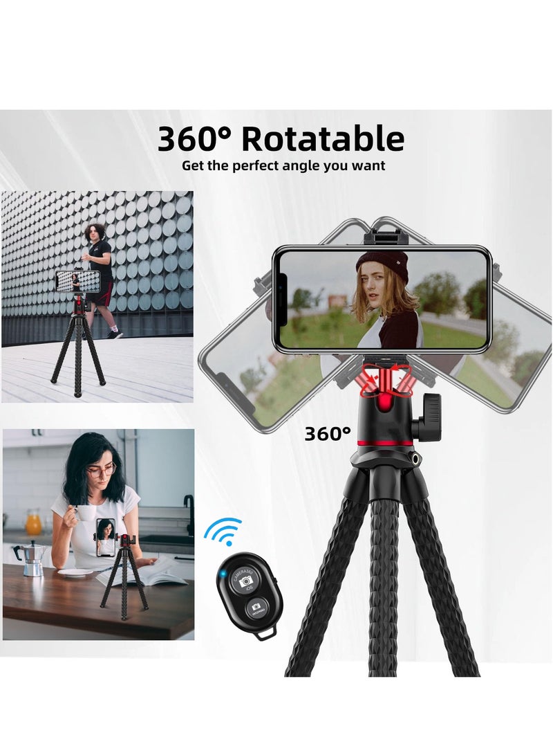 ARUWA Flexible Phone Tripod for Smartphone, Camera Stand with Bluetooth Remote, 1/4'' Screw with Phone Holder&Cold Shoe, Tripod Holder for iPhone Samsung Canon Nikon Sony Streaming Vlog Smartphone - Image 4